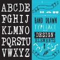 Vintage alphabet. Retro distressed alphabet vector font. Hand drawn letters and numbers. Royalty Free Stock Photo